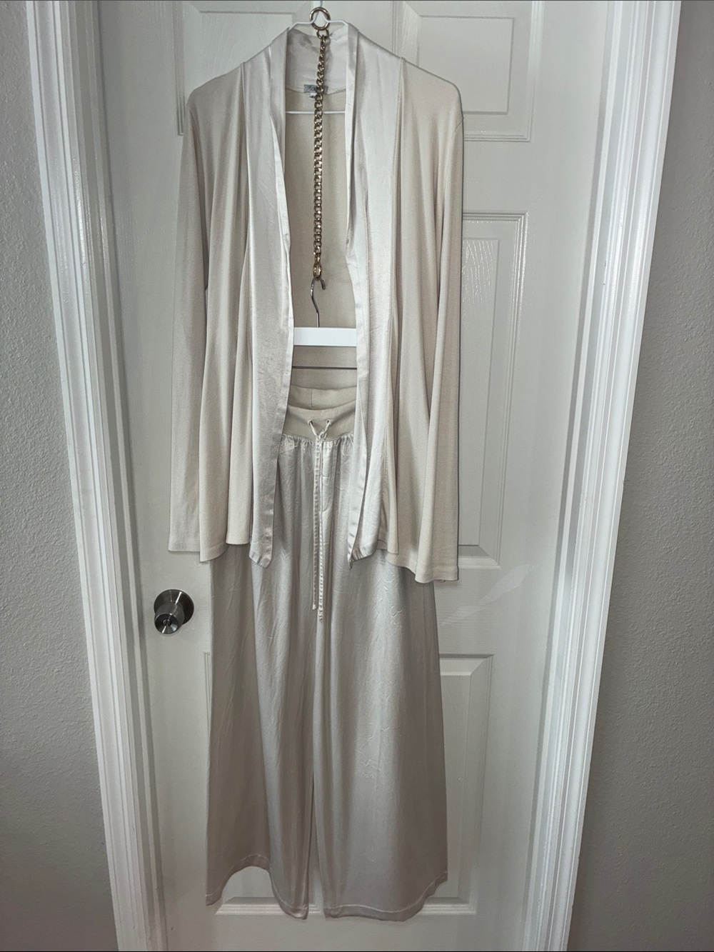 Harlow Cream Wide-Leg Pants & Matching Cardigan Set